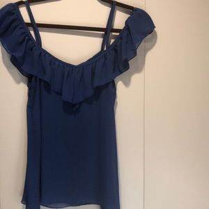Sheer blue open sleeve top